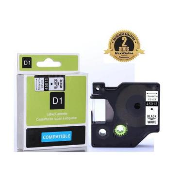 Imagem de Fita Compatível Dymo D1 45013 Branca Letra Preta 12mm - Genérica Dymo