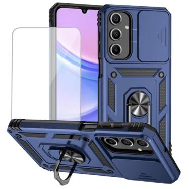 Imagem de Yodueiv Capa para Galaxy A16 5G, capa para SamsungA16 SM-A166B com protetor de tela de vidro temperado e capa de câmera deslizante, anel magnético suporte de carro capa protetora para Samsung Galaxy