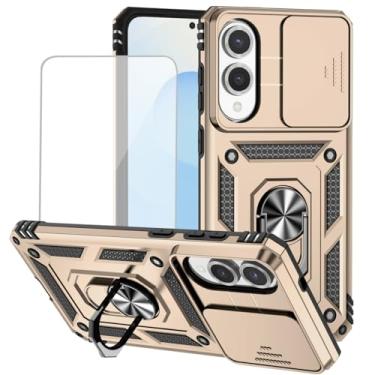 Imagem de Yodueiv Capa para Galaxy S25 Edge/Capa para Samsung S25Edge SM-S937U1 com protetor de tela de vidro temperado e capa de câmera deslizante, anel magnético para carro para Samsung Galaxy S25 Edge Gold