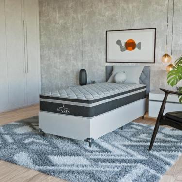 Imagem de Cama Box Solteiro + Colchão Paris Molas Ensacadas Preto - eShop casa