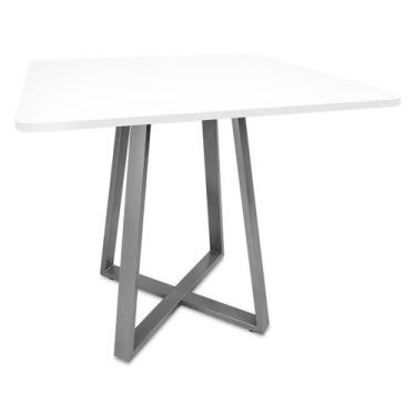 Imagem de Mesa De Jantar Para Cozinha Em aço Estilo Industrial Gizé Tampo Quadra