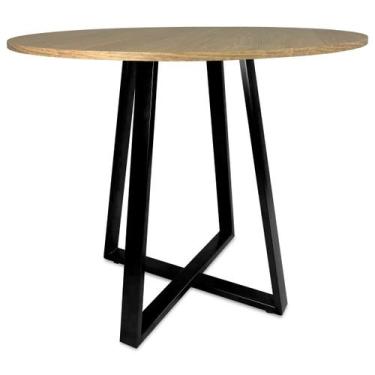 Imagem de Mesa De Jantar Para Cozinha Em aço Estilo Industrial Gizé Tampo Redond