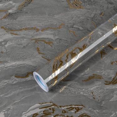 Imagem de Abyssaly Papel de contato cinza e dourado 39,9 cm x 299,7 cm