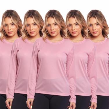 Imagem de Kit 5 Camisa Feminina Camiseta Térmica Proteção Solar Uv .-Feminino