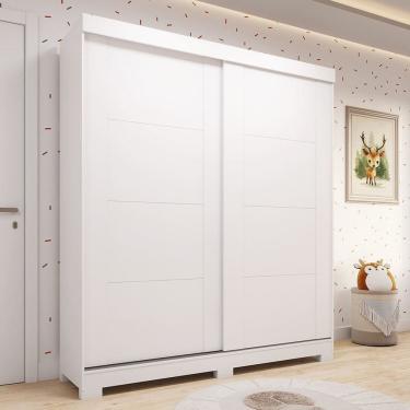 Imagem de Guarda-roupa Infantil 2 Portas de Correr Flex Color 160cm X 200cm 100% Mdf Fantelli Espresso Móveis Branco