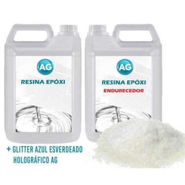 Imagem de Resina Epóxi 1KG + Glitter Azul-Esverdeado Holográfico AG - Resinas ag