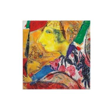 Imagem de Marcc Chagaall Famous Paintings Wall Art - Pictures Wall Decor-Bedroom Wall Art Painting-Reprodução em tela - Lembrete 70 x 70 cm 28 x 28 polegadas Sem moldura