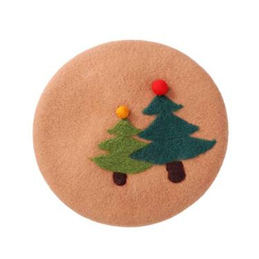 Imagem de Zasy Boina de lã, boina francesa, chapéu de Natal, feito à mão, presente de feltro de lã, Caqui, tamanho �nico