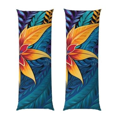 Imagem de Capa de travesseiro corporal com zíper oculto, fronha longa de microfibra macia e respirável para travesseiro corporal, estampa de folhas tropicais para design tribal capas de travesseiro para cama de