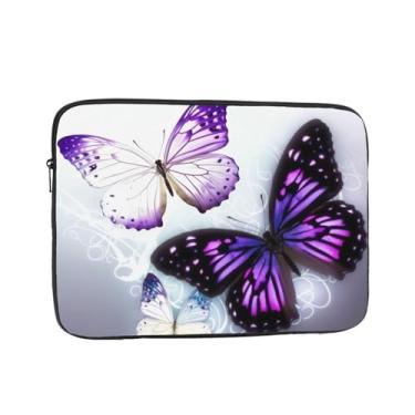 Imagem de Capa para laptop borboletas roxas brancas de 12 polegadas bolsa de transporte para computador à prova de choque capa protetora para notebook bolsa portátil para laptop bolsa à prova d'água para homens