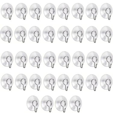 Imagem de Kit 36 Ventosas Silicone C/ Gancho de metal Vidro Transparente Utilida