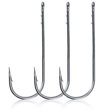 Imagem de Dr.Fish Pacote com 50 ganchos sem-fim haste reta ganchos de pesca curvados em linha com suporte de isca, gancho de plástico macio de aço de alto carbono para Texas Rig Drop Shot Rig Freshwater #1
