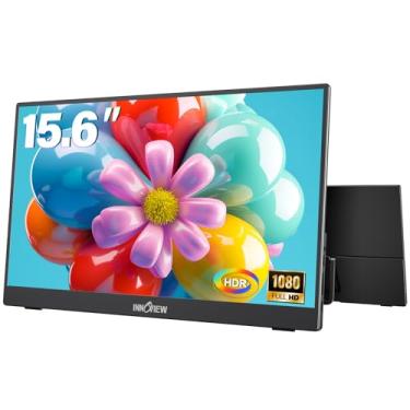 Imagem de InnoView Monitor portátil de 15,6 polegadas para laptop embutido 90° com suporte ajustável sem bolsa FHD 1080p USB-C monitores de viagem HDR IPS monitor portátil para MacBook PC, Xbox, PS4/5 Switch