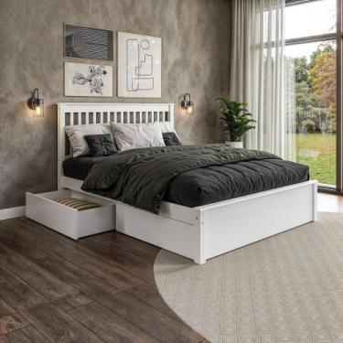 Imagem de Conjunto Cama King com Dois Gavetões em Madeira Maciça Mv Outlet, Bran