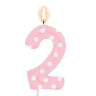Imagem de Velas de aniversário rosa para meninas, decorações de topo de bolo de rato rosa, suprimentos de festa de aniversário Oh Twodles, decoração de mini cupcake, itens com tema de desenho animado (número 2)