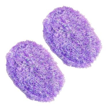 Imagem de pson 2 novelos de 82 jardas 50 g fio esfoliante brilhante, fio de crochê de poliéster colorido para tricô bricolage, panos de prato (Roxo)