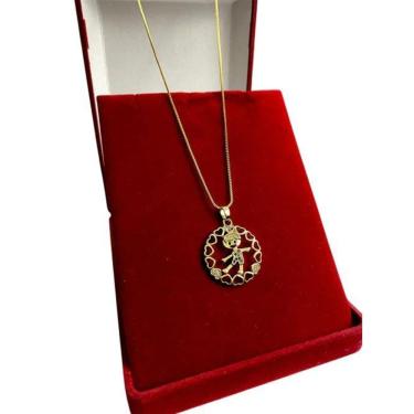 Imagem de Cordão Feminino Menino Arco De Coração Banhado A Ouro 18K