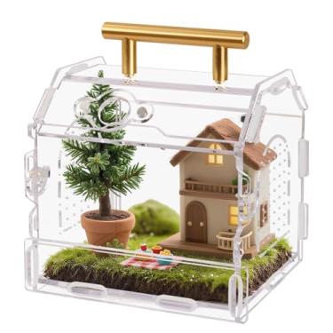 Imagem de Gabinete de aranha saltadora de acrílico magnético 13 x 12 x 11 cm - habitat à prova de fuga com porta magnética e alça para tarântulas, escorpiões, pequenos répteis