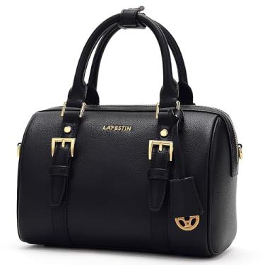 Imagem de LA FESTIN Bolsa com alça superior elegante bolsa transversal bolsa barril com alça ajustável para viagens diárias, Preto