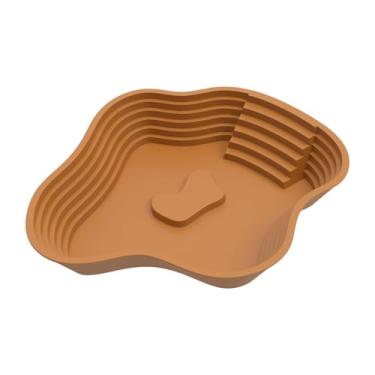 Imagem de Whtkoph Tigela de água para Répteis com Rampa, Piscina para Répteis, Acessórios para Répteis, Tigela Grande de água para Tartarugas-dragão-barbudas, Marrom Claro