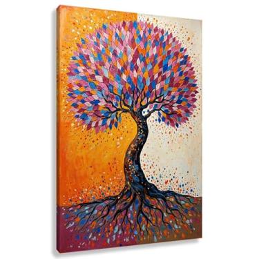 Imagem de Árvore da Vida Arte de Parede Impressão em Tela Decoração Life'S Harmony Cena da Natureza Multicolorida Sala de Estar Quarto 30x45cmx1