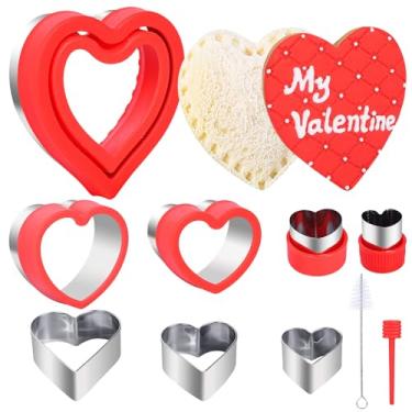 Imagem de Cortador de biscoito de coração, 10 peças, conjunto de cortadores de biscoito de coração para dia dos namorados, cortadores de biscoito em forma de coração para aniversário, casamento, festas de fim