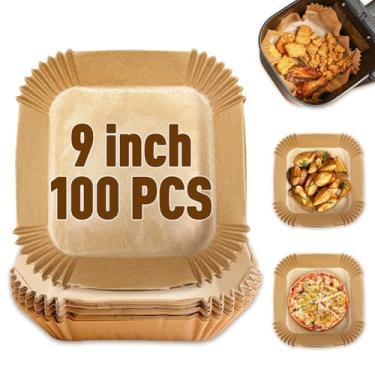 Imagem de Air Fryer Liners descartáveis 23 cm, 100 peças de papel pergaminho quadrado para fritadeira a ar