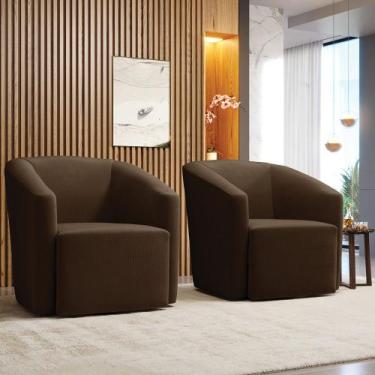 Imagem de Poltrona Decorativa Base Giratória Kit 2 Stella Max Suede D03 - D'Ross