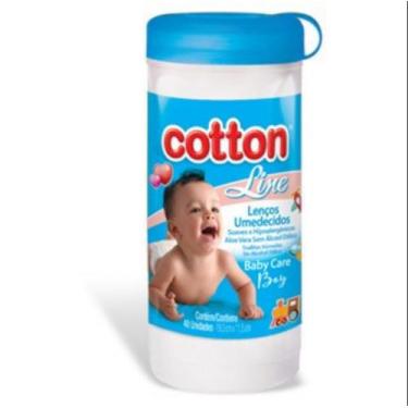 Imagem de Kit 1 Pote Lenço Umedecido Cotton Line Baby Care Boy Aloe Vera - 40un