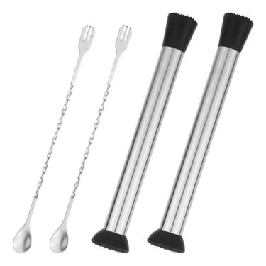 Imagem de 2un. Pilões Aço Inoxidável, 25,5cm Pilão de Dupla Cabeça com Colher Mexer Acessórios Bar Duráveis para Coquetéis Mojitos Bebidas de Frutas e Limonada