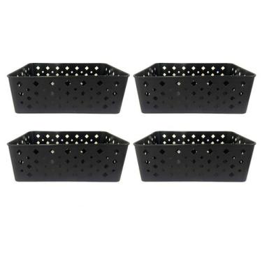 Imagem de Kit 4 Cesto Multiuso Organizador Premium Preto 123Organizei - 123 Orga