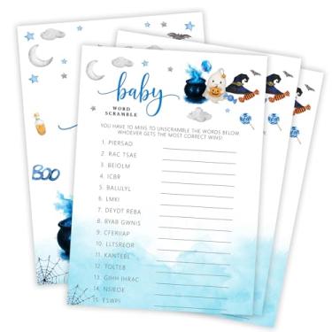 Imagem de OXRUN Hilarious Baby Shower Games, Halloween Baby Word Scramble, 30 Double-Sided Game Cards & 1 Answer Card for Little Ghost Gender Reveal Spooky Party Favor Supplies - C09