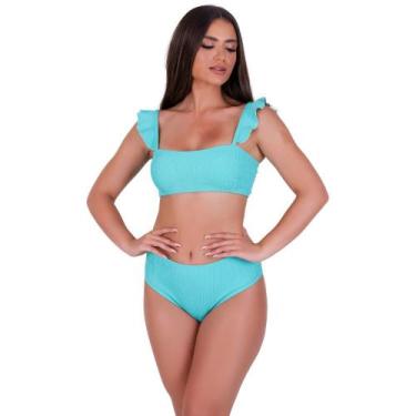 Imagem de Biquini Cropped e Calcinha Alta Tendência Alça Babado Verão - Naka Mod