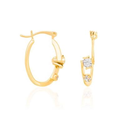Imagem de Brinco folheado a ouro argola BRANCO 522509 Rommanel, Branco