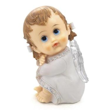 Imagem de Imagem Anjo Da Guarda Branco Com Led Importado Resina 12 Cm - Amém Dec