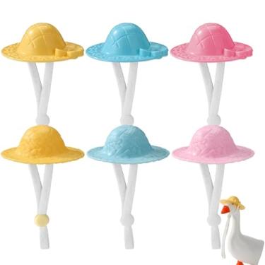 Imagem de Lyreh 6pcs Chapéus Ganso Mesa em Miniatura, Mini Viseiras Sol Acessórios Divertidos Roupas Figuras Animais Mesa para Ganso Varanda Magnético de 17,78cm Decoração (2 Estilos, 3 Cores)