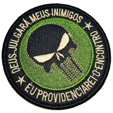 Imagem de Caveira Deus Julgará Patch Bordado Fecho Contato Para Camisa - BR44