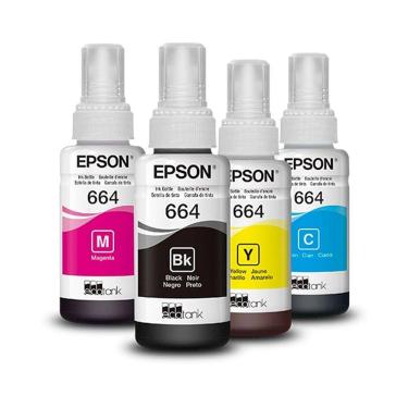 Imagem de Kit Tinta Epson Original T664 4 Cores 664 L395 L380 L375 L220 L455 - Refil