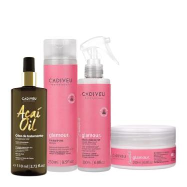 Imagem de Kit Cadiveu Profissional Essentials Glamour Shampoo Fluído Máscara e Açaí Oil 110 (4 produtos)