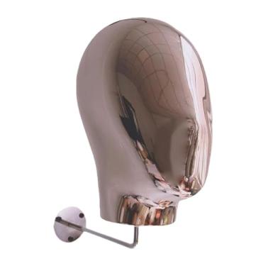 Imagem de predolo Cabeça de manequim para peruca, suporte de parede para salão de beleza, suporte versátil e resistente para apliques de cabelo, chapéus e toucados, Ouro Rosa Prata