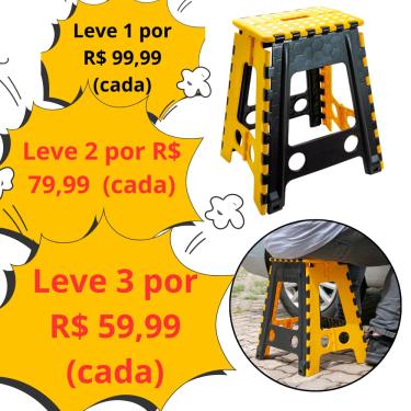 Imagem de Leve Mais Por Menos Banqueta Plástica Dobrável Altura 45cm Aguenta até 150kg Leve em Qualquer Lugar - FST015