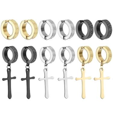 Imagem de NEWITIN 6 pares de brincos magnéticos para homens, brincos magnéticos de aço inoxidável, prendedor sem piercing, brincos de zircônia cúbica incrustados, brincos magnéticos de diamante para mulheres e