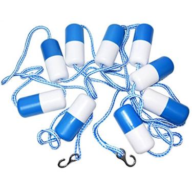 Imagem de ATIE PoolSupplyTown Corda divisória de segurança para piscina e linha flutuante com 2 ganchos inoxidáveis pré-montados (20 pés)