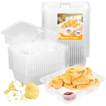 Imagem de Pacote com 200 bandejas de plástico para nachos e molho de queijo, suprimentos de suporte de concessão, lanches noturnos de cinema para crianças, decorações de festa de carnaval, recipientes de lanche
