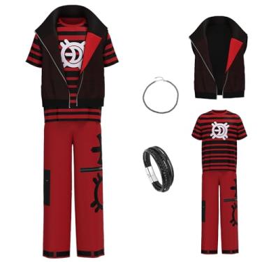 Imagem de Gvnphal Fantasia de Zombies Victor Vampiros Cosplay Dawn Halloween Jaqueta Masculina Casual Camiseta Calça Uniforme, Vermelho 2, PP