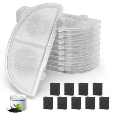 Imagem de Pacote com 9 filtros de substituição para fonte de água para gatos - Compatível com fontes de bomba sem fio WF20/CF20, sistema de filtragem tripla (9 esponjas)