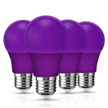 Imagem de Lâmpada LED Flaspar Purple A19 9W (equivalente a 60W), pacote com 4