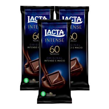 Imagem de Kit 3 Chocolate Lacta Intense 60% Cacau 85g