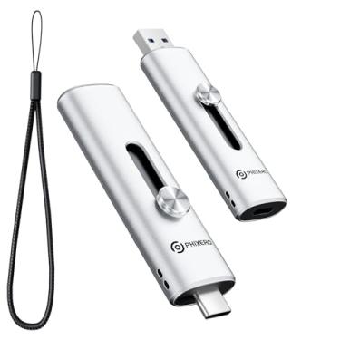 Imagem de PHIXERO SSD externo de 512 GB até 1100 MB/s, pen drive USB 3.2 geração 2 × 2 portas duplas SSD portátil com USB A e tipo C para iPhone, Android, Windows PCs e laptops