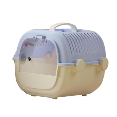 Imagem de Generic Gaiola para hamster, respirável, gaiola de saída, resistente, portátil para transporte de pequenos animais de estimação, gerbil hamster, viagem ao ar, Branco Azul